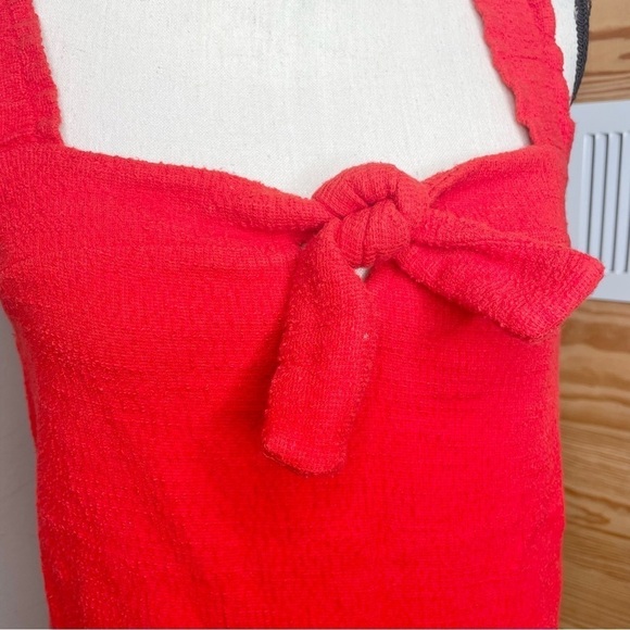 Madewell Tie Front Tank Top in Red Small - Picture 4 of 9